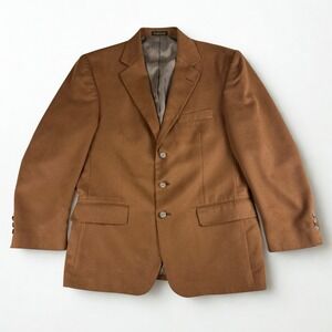 Faux Suede Blazer Mens 40S Camel Brown 3 Button Tailored Norm Thompson USA Made